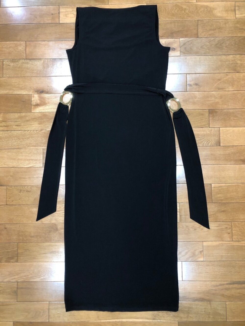 NWT Calvin Klein Sleeveless Black Maxi Dress Size M Modern Minimalist Elegance - Picture 10 of 10
